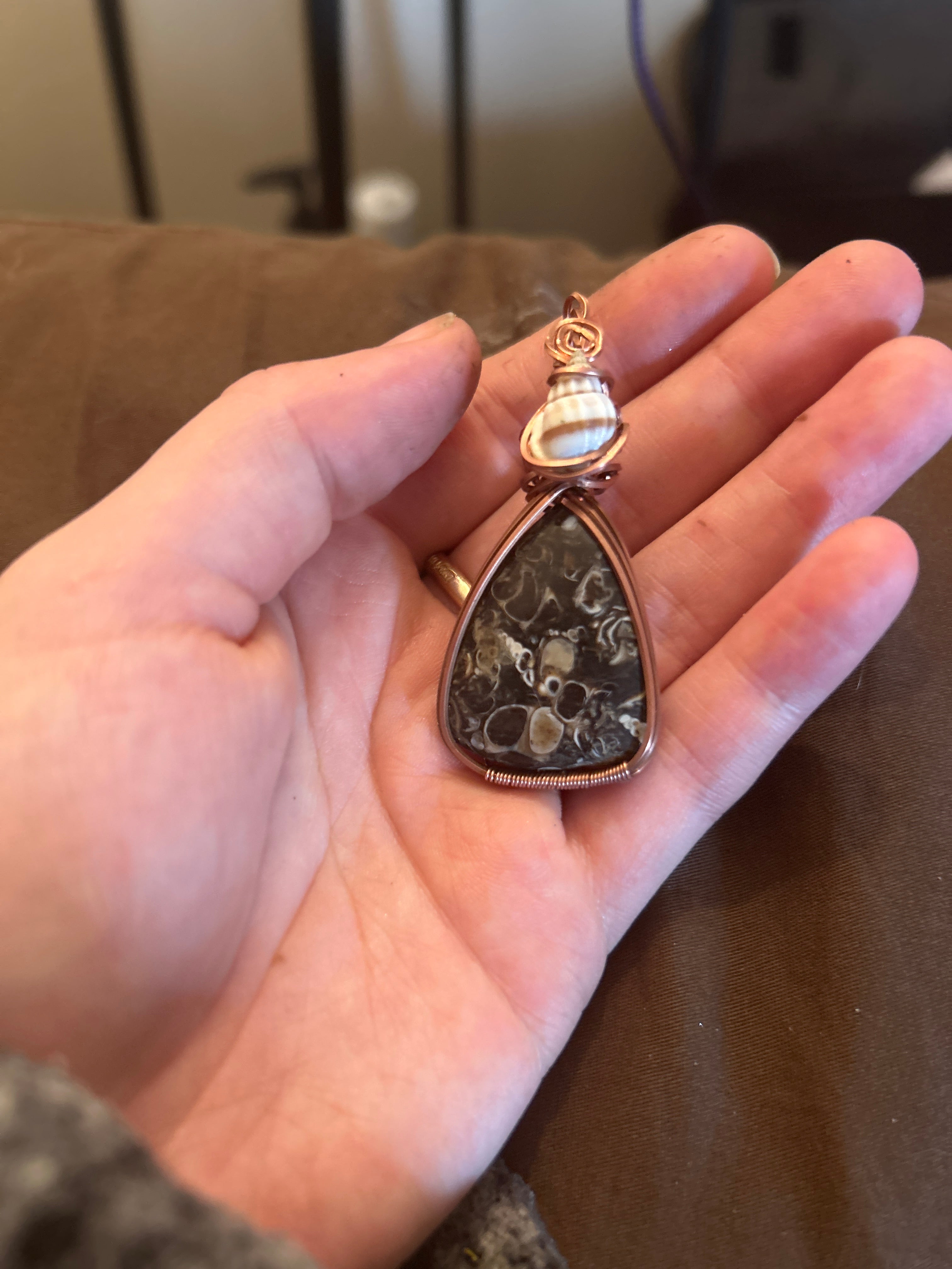 Turtella Jasper Pendant w/Shell